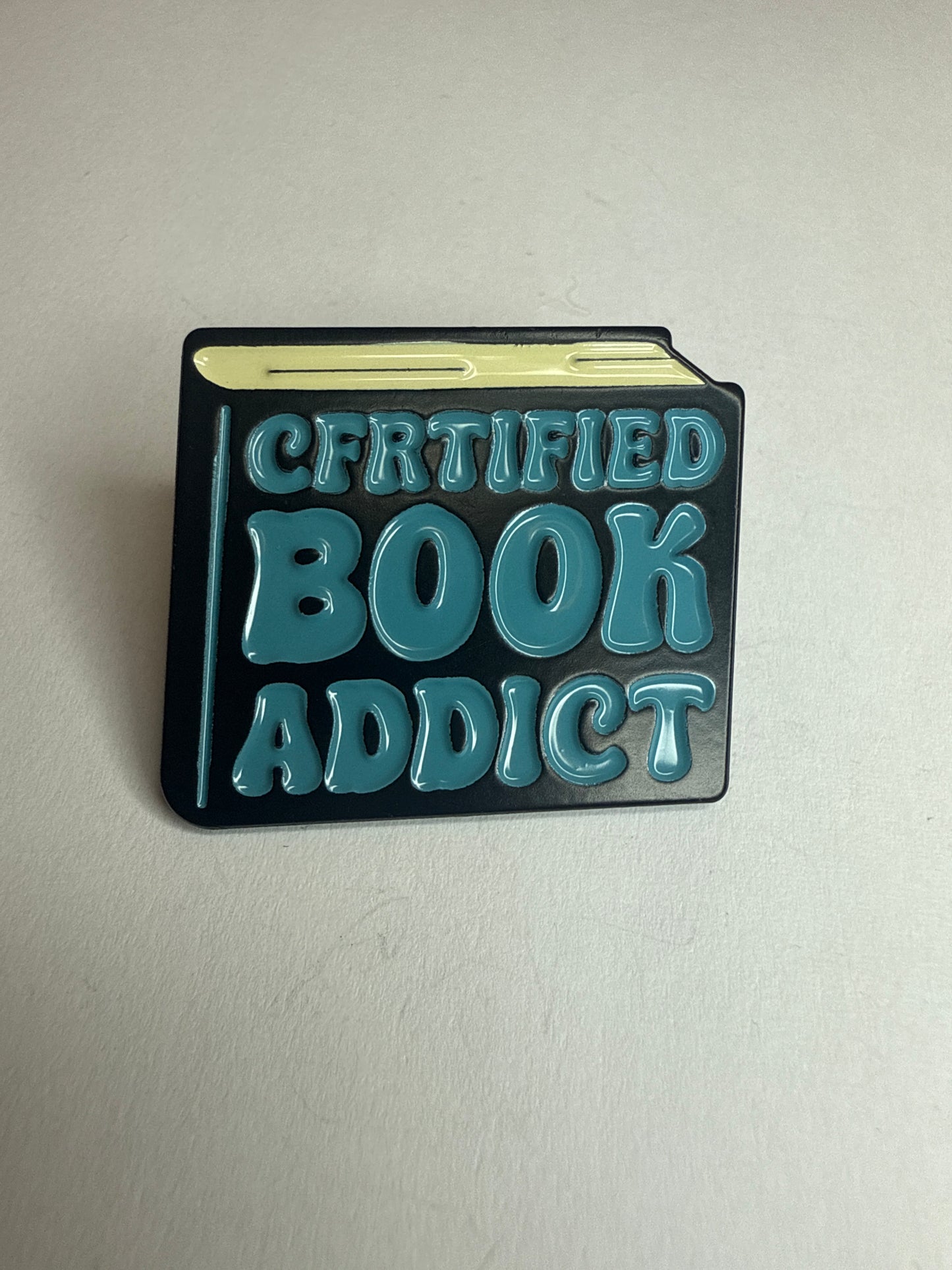Certified book addict- extra large pin