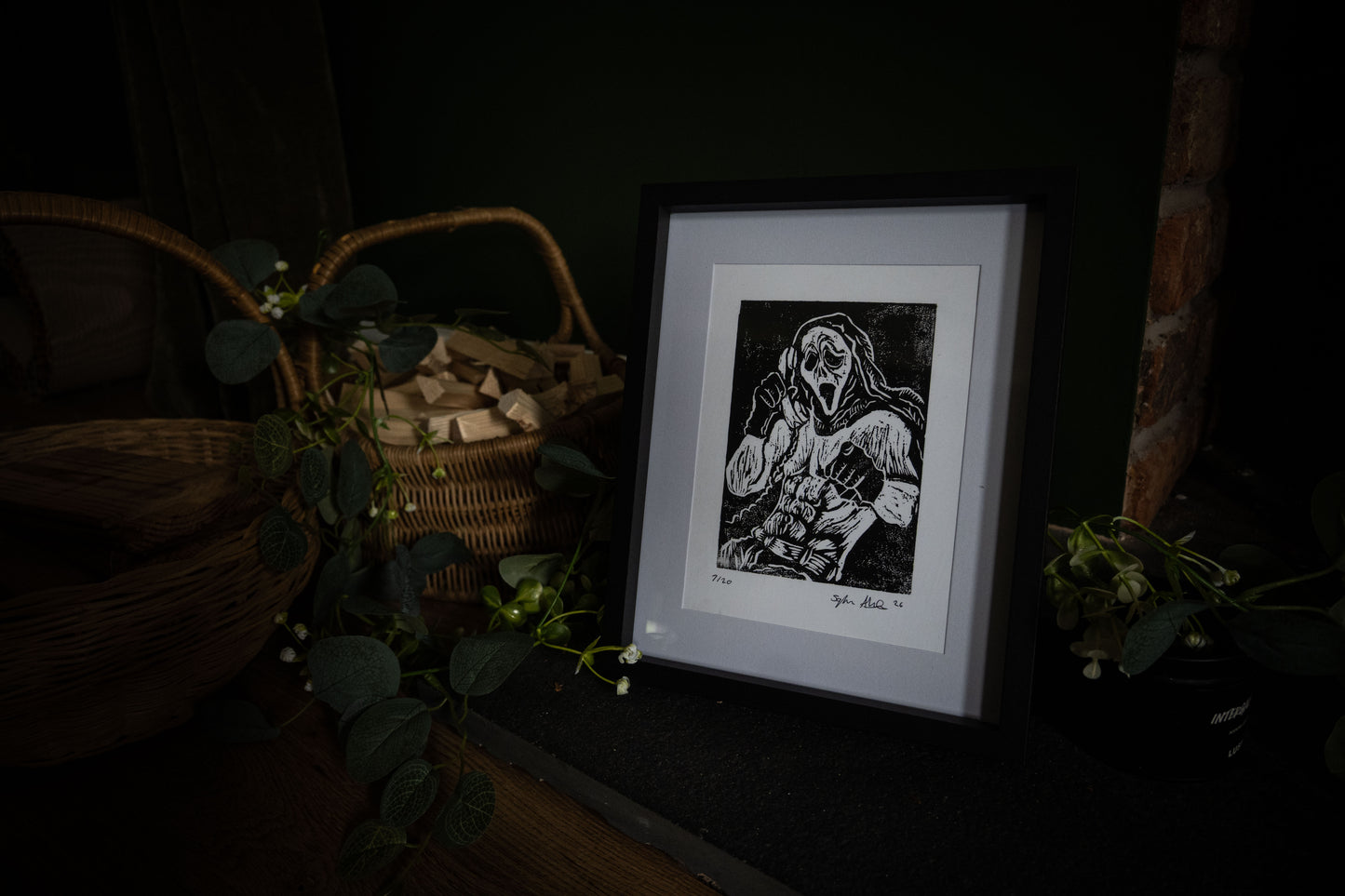 Ghostface Pin-Up - Original Hand-Carved Woodblock Print | Limited Edition of 20
