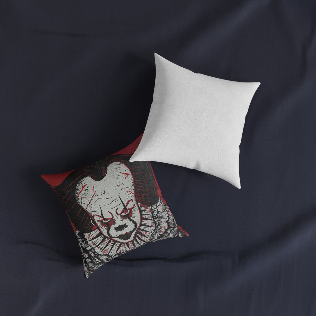 Pennywise the Dancing Clown Square Pillow — Pennywise-Inspired Scary Face Decorative Throw Pillow for Halloween