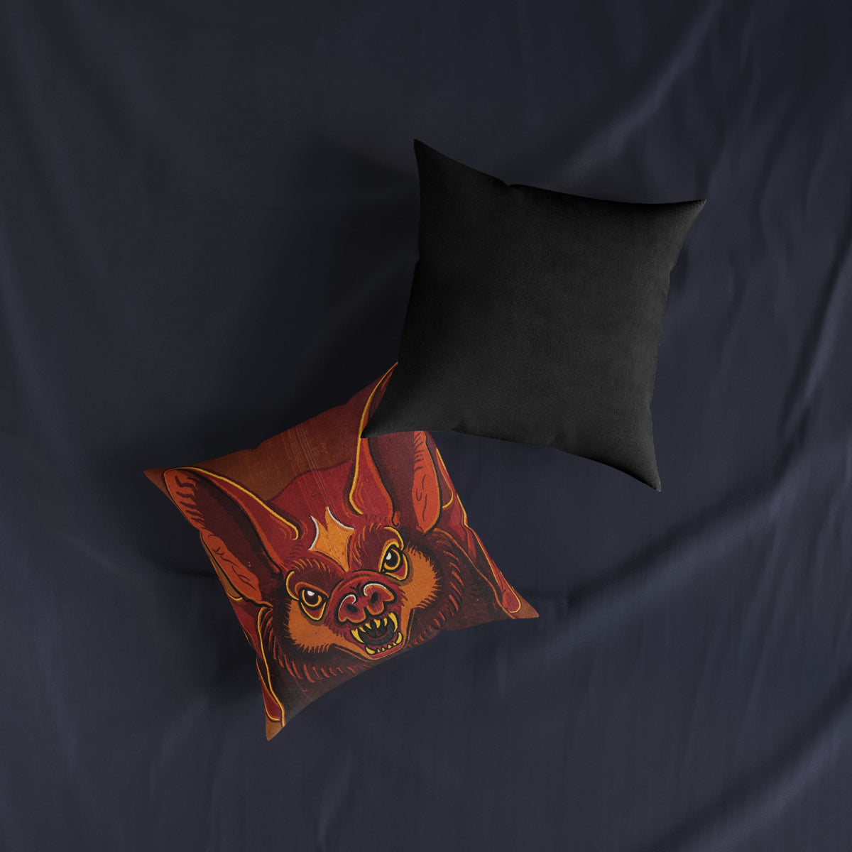 Colourful Bat Portrait Square Pillow