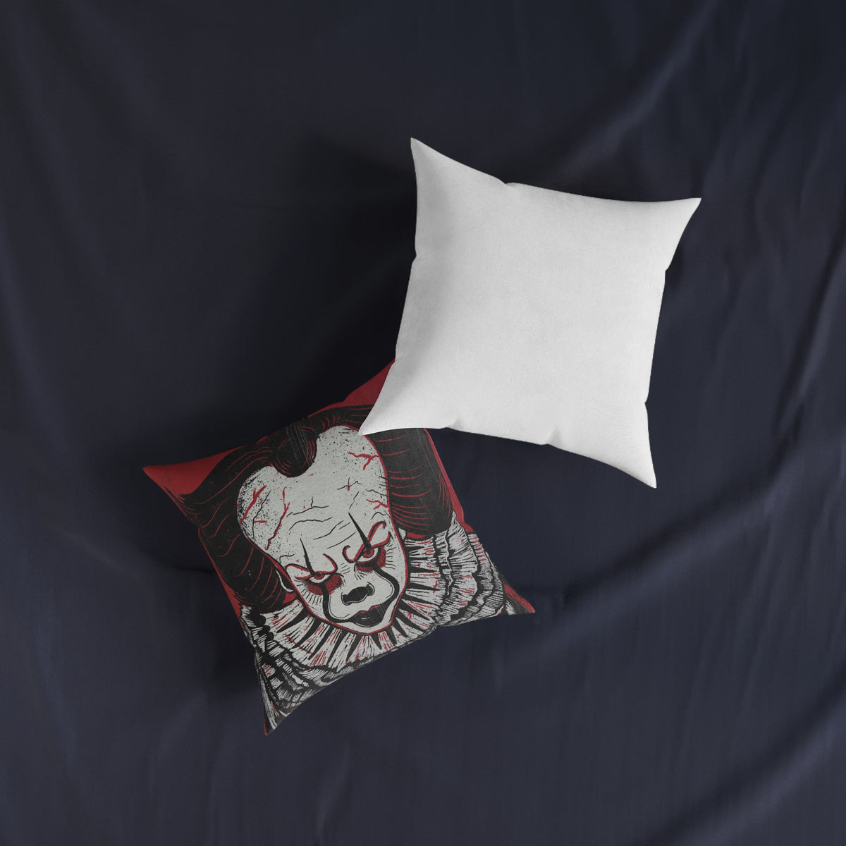 Pennywise the Dancing Clown Square Pillow — Pennywise-Inspired Scary Face Decorative Throw Pillow for Halloween