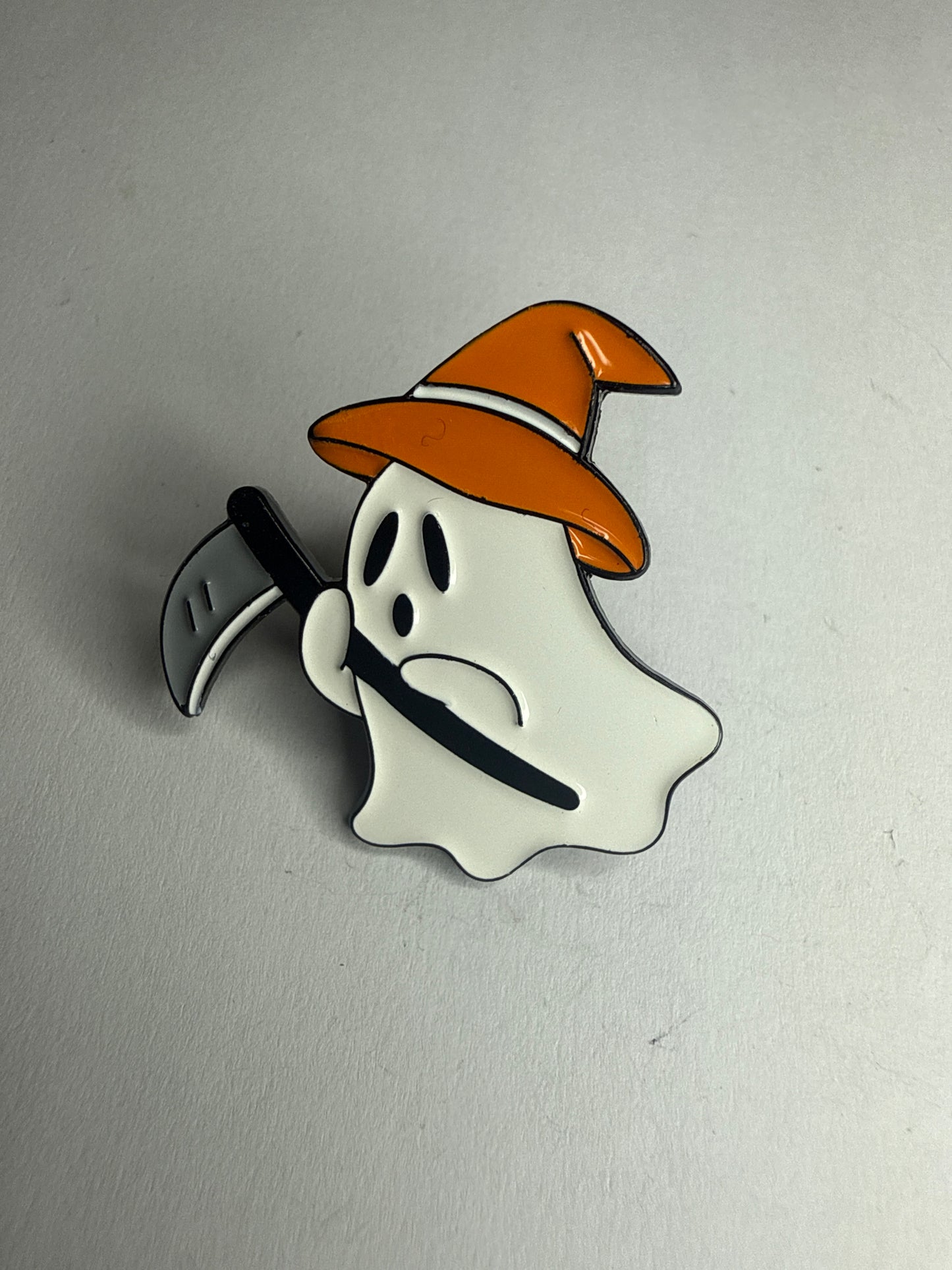 Halloween ghost scythe pin