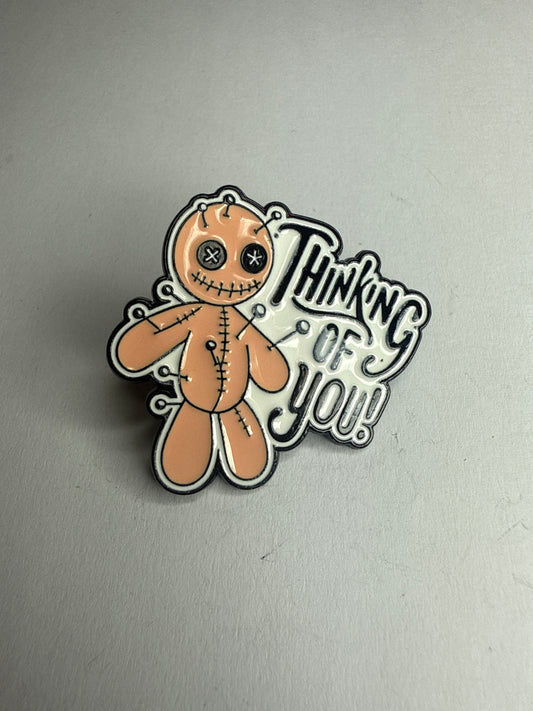 “Thinking of you” voodoo doll pin