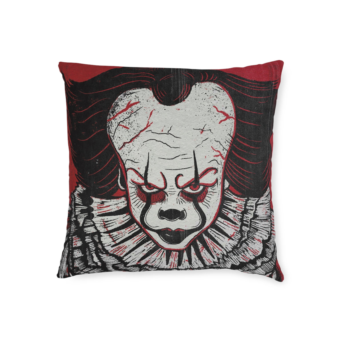 Pennywise the Dancing Clown Square Pillow — Pennywise-Inspired Scary Face Decorative Throw Pillow for Halloween