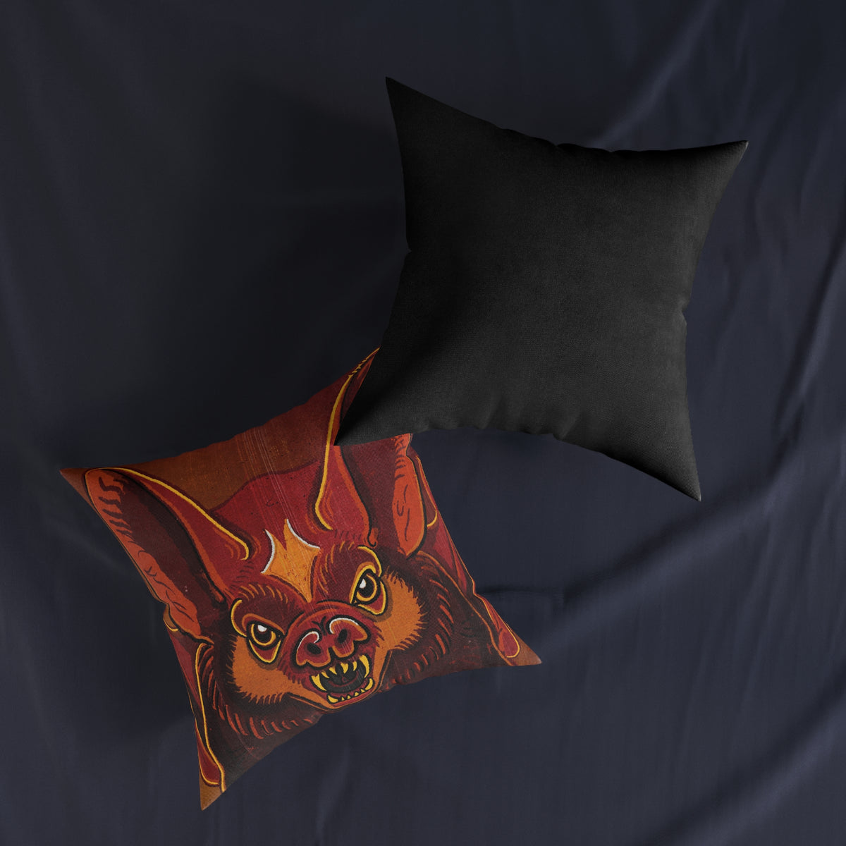 Colourful Bat Portrait Square Pillow