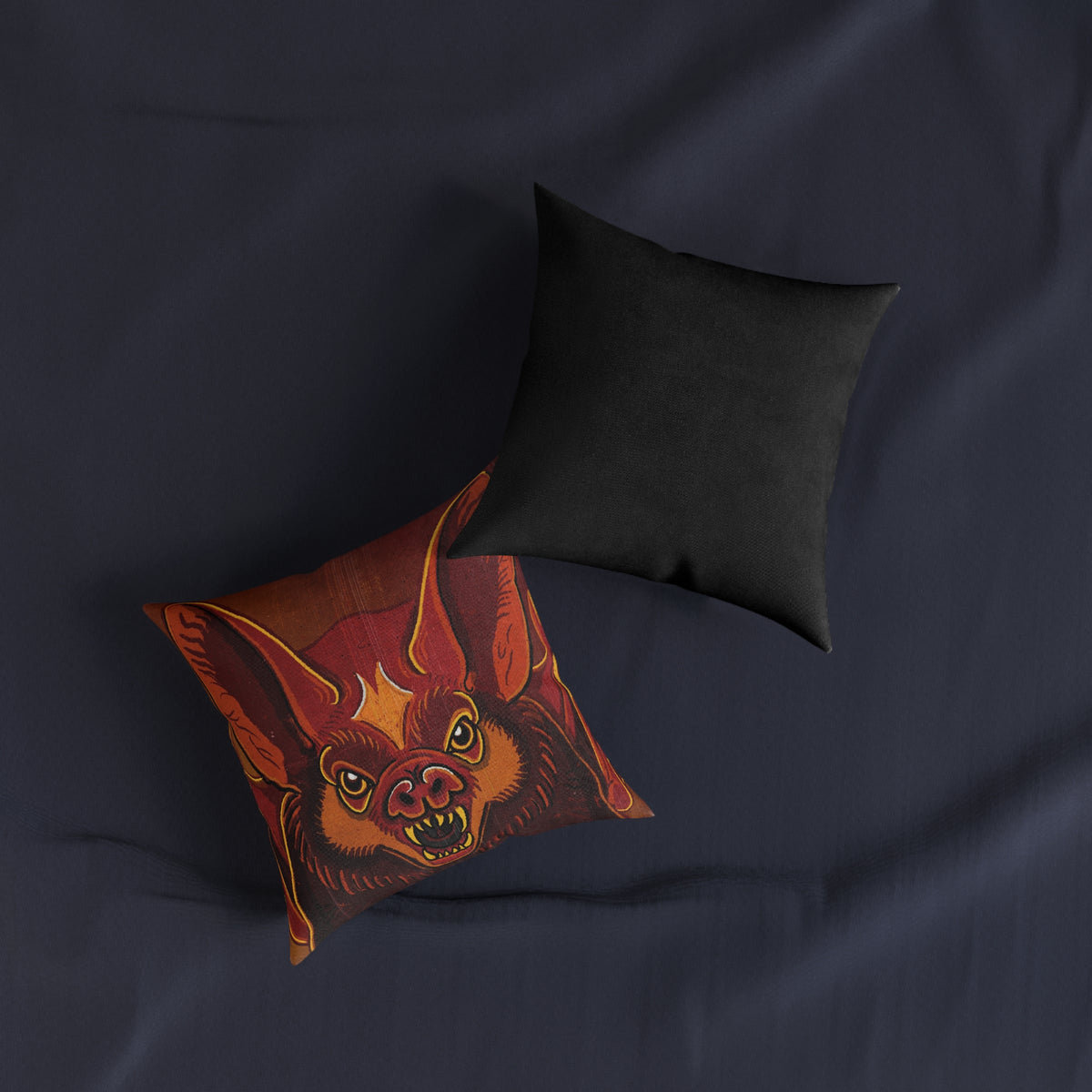 Colourful Bat Portrait Square Pillow