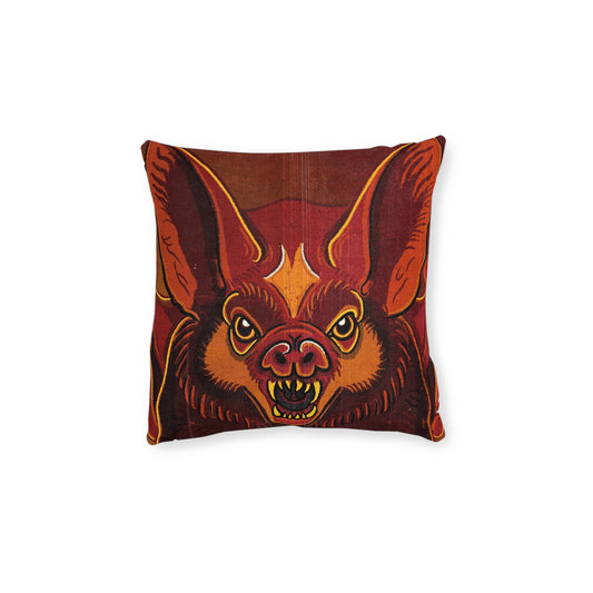 Colourful Bat Portrait Square Pillow