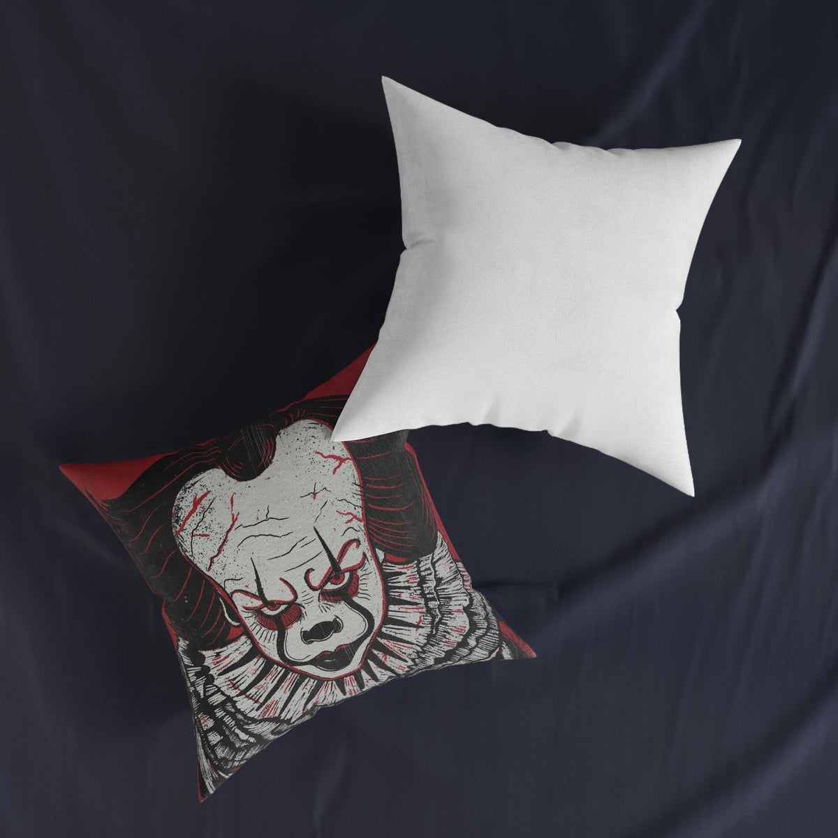 Pennywise the Dancing Clown Square Pillow — Pennywise-Inspired Scary Face Decorative Throw Pillow for Halloween