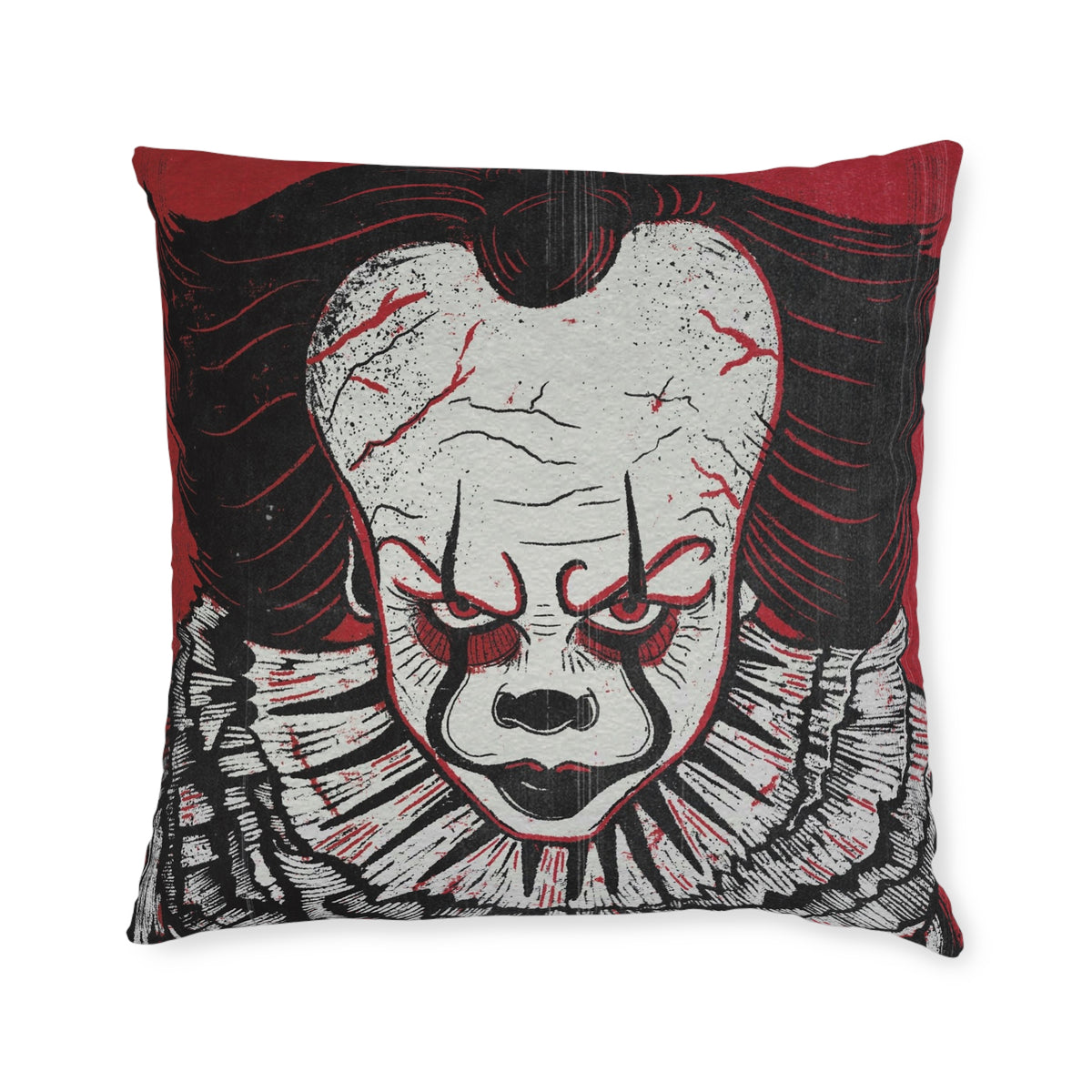 Pennywise the Dancing Clown Square Pillow — Pennywise-Inspired Scary Face Decorative Throw Pillow for Halloween
