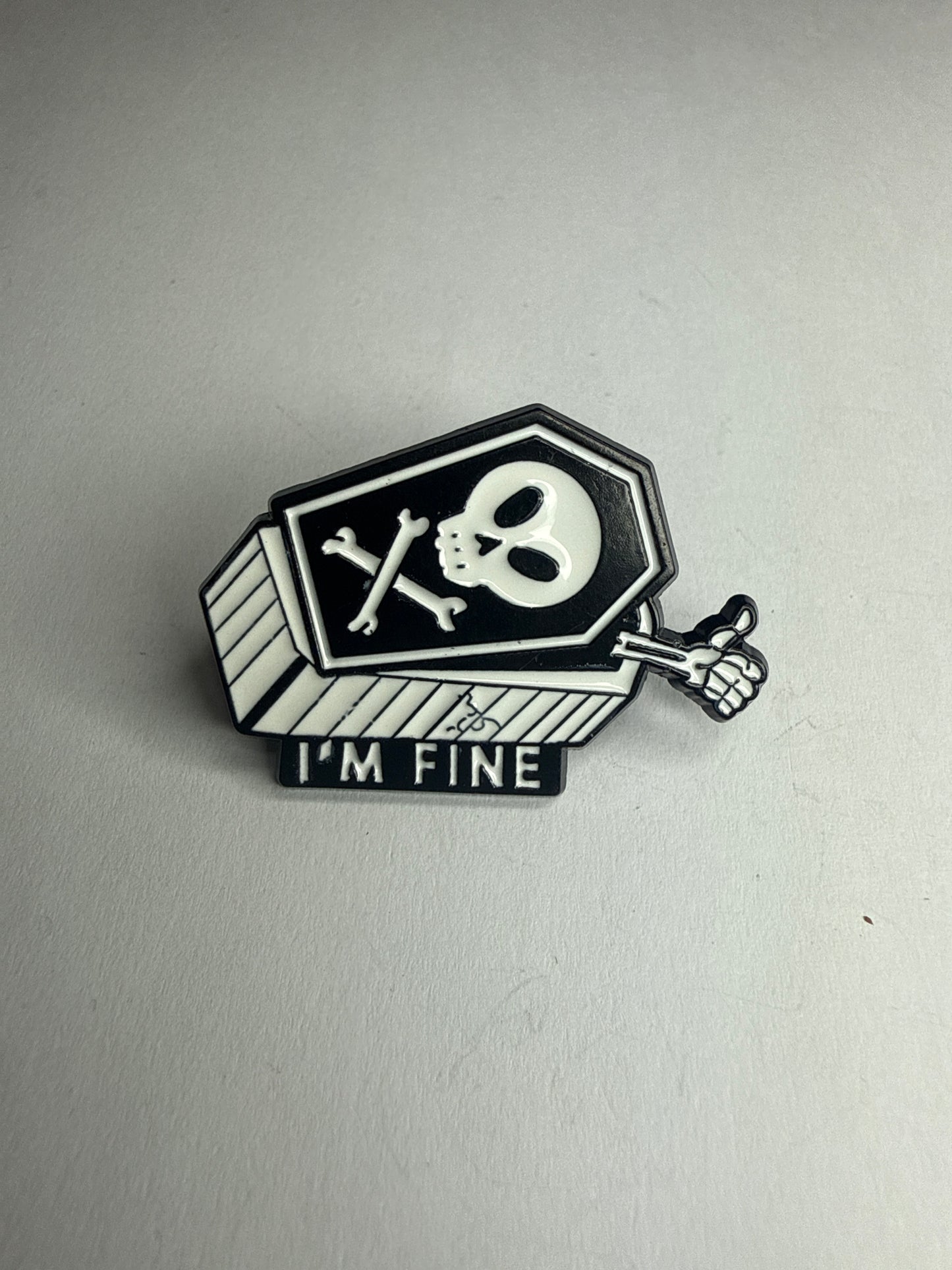 “I’m fine” coffin pin