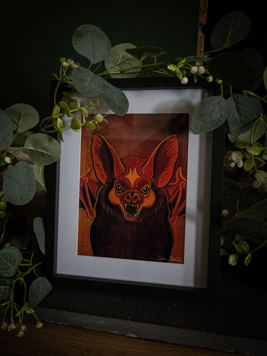 Into the Dark — Gothic Bat Art Print