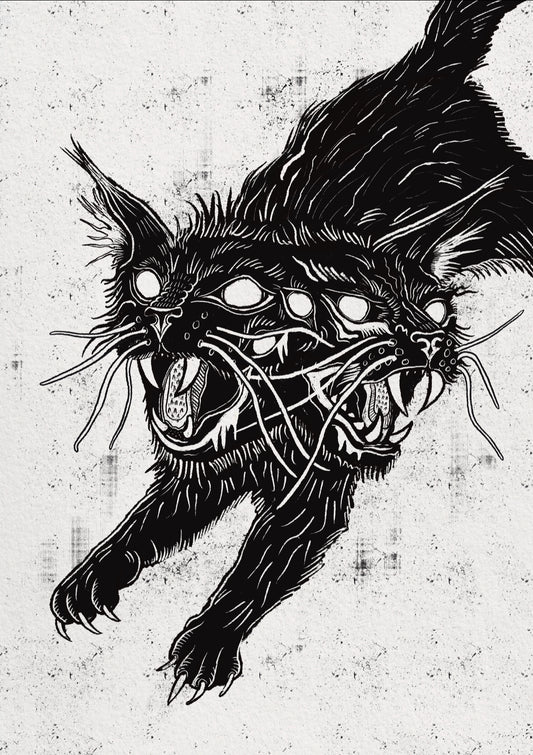 Two headed cat print