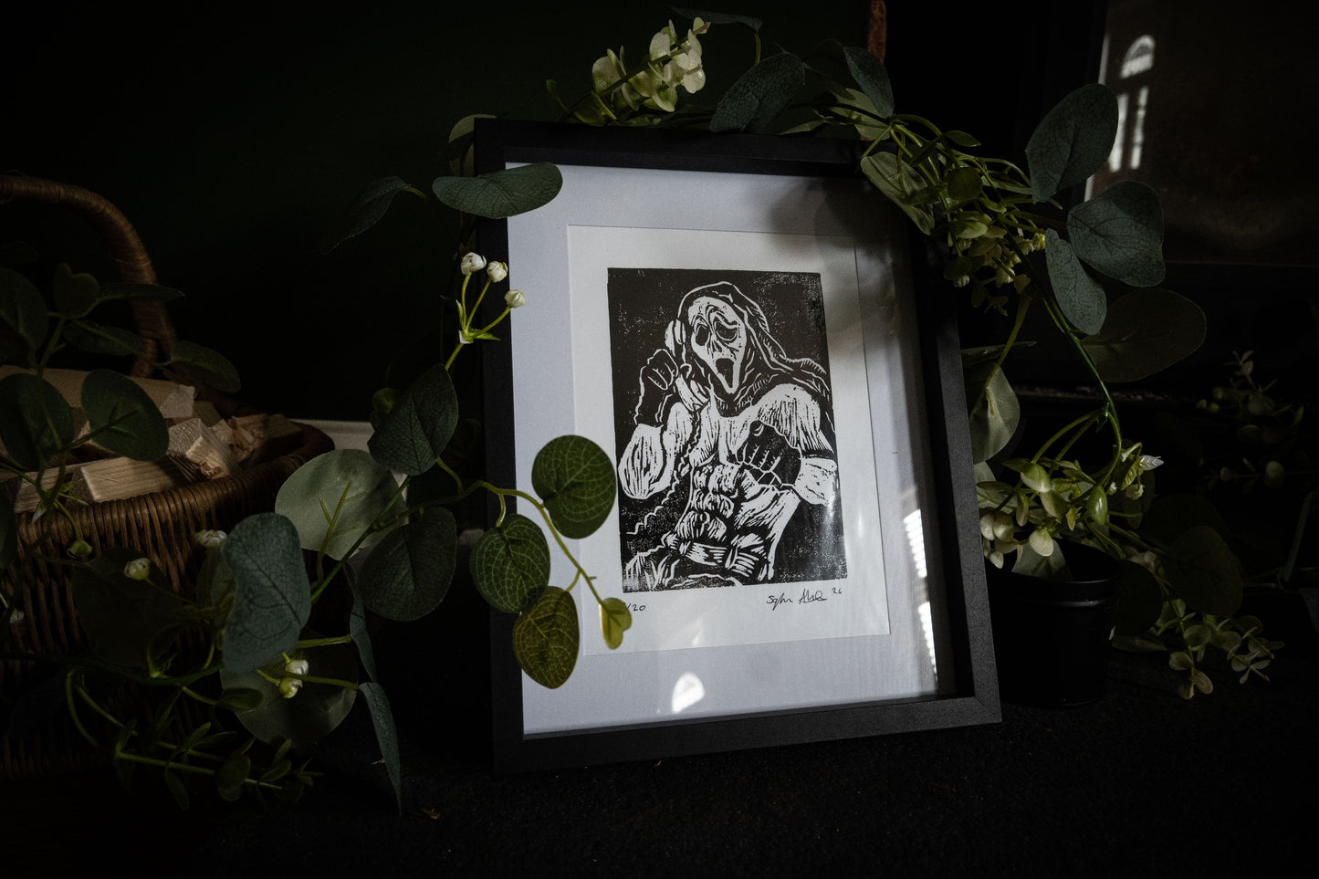 Ghostface Pin-Up - Original Hand-Carved Woodblock Print | Limited Edition of 20