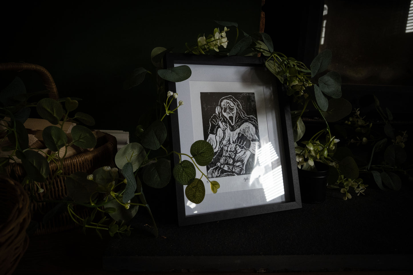 Ghostface Pin-Up - Original Hand-Carved Woodblock Print | Limited Edition of 20