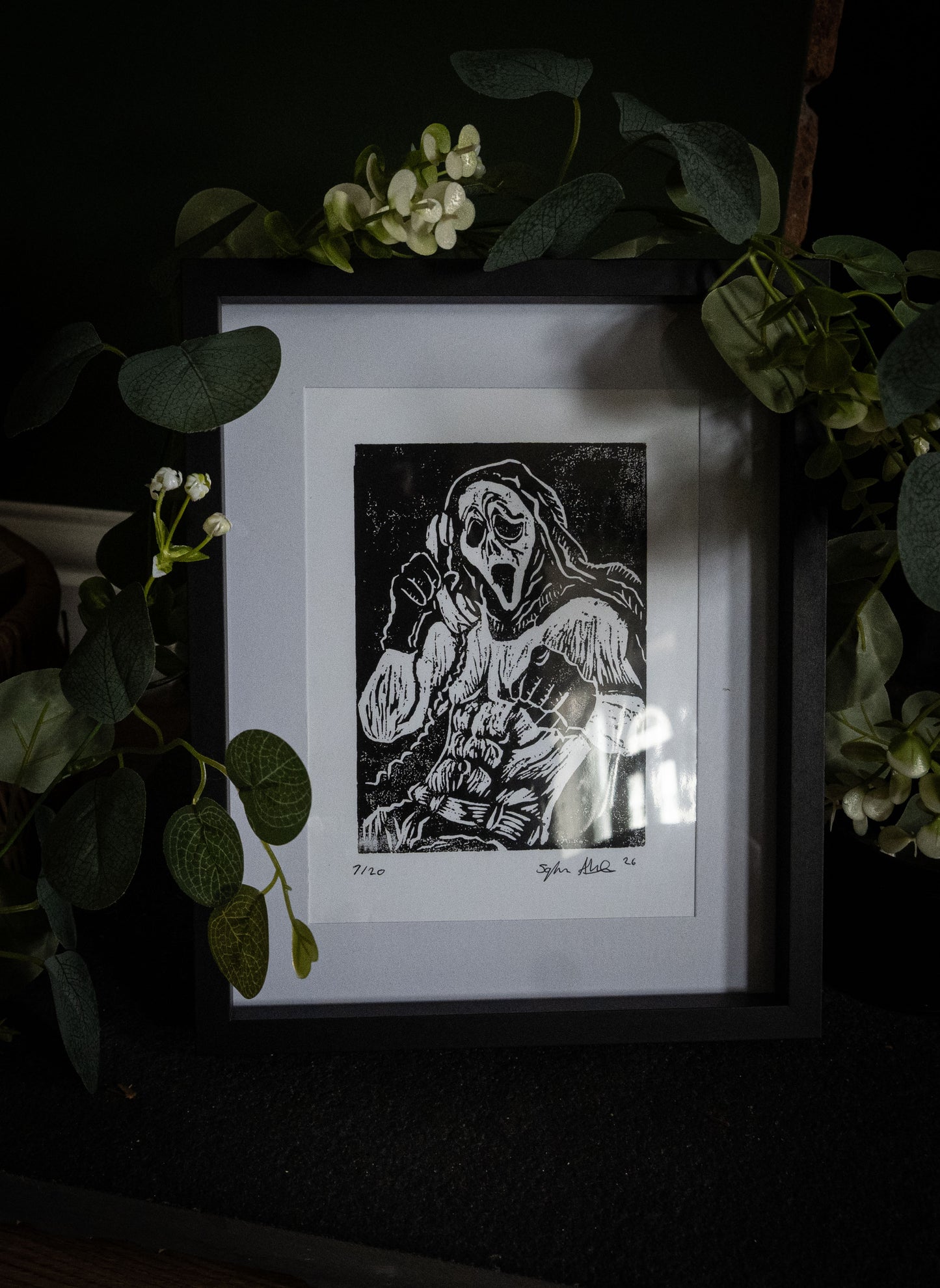 Ghostface Pin-Up - Original Hand-Carved Woodblock Print | Limited Edition of 20
