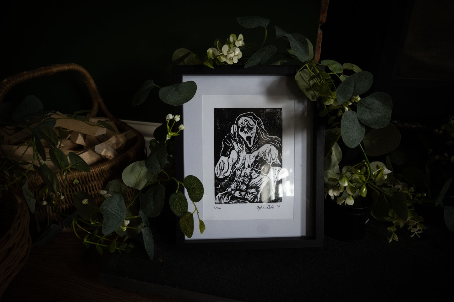 Ghostface Pin-Up - Original Hand-Carved Woodblock Print | Limited Edition of 20