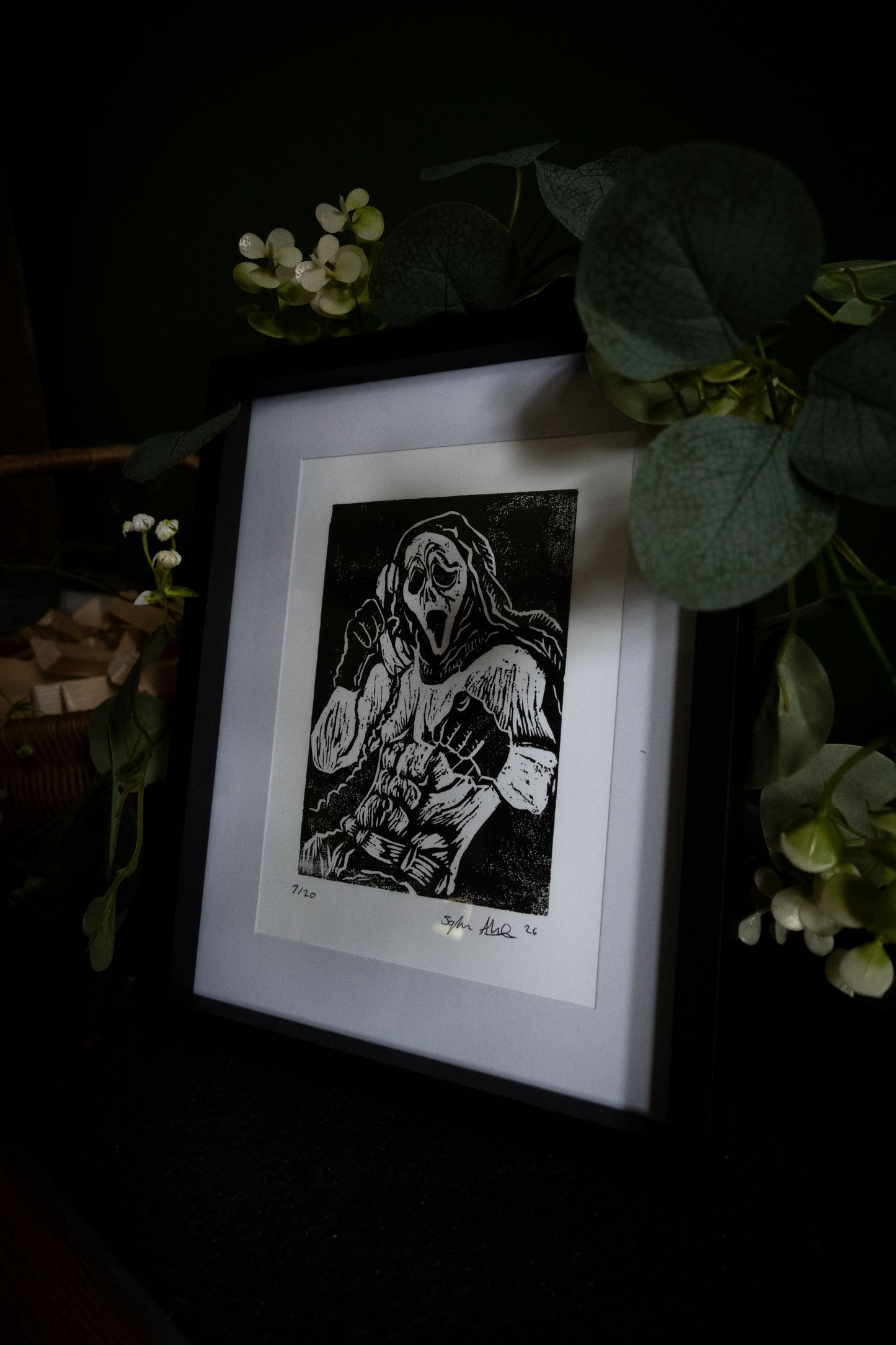 Ghostface Pin-Up - Original Hand-Carved Woodblock Print | Limited Edition of 20