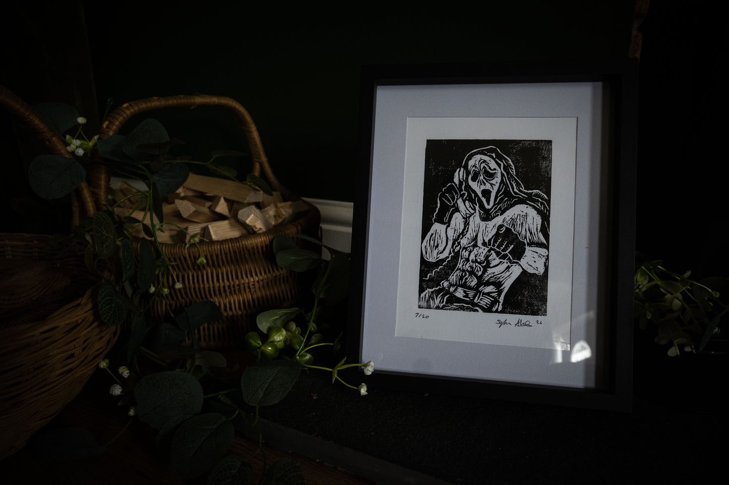 Ghostface Pin-Up - Original Hand-Carved Woodblock Print | Limited Edition of 20
