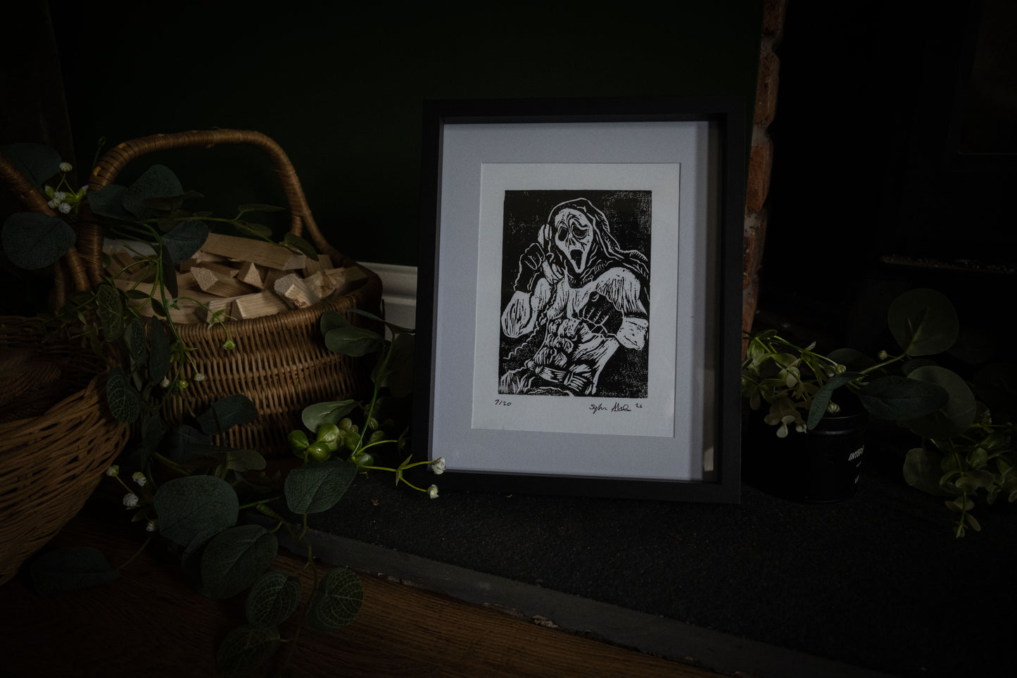 Ghostface Pin-Up - Original Hand-Carved Woodblock Print | Limited Edition of 20