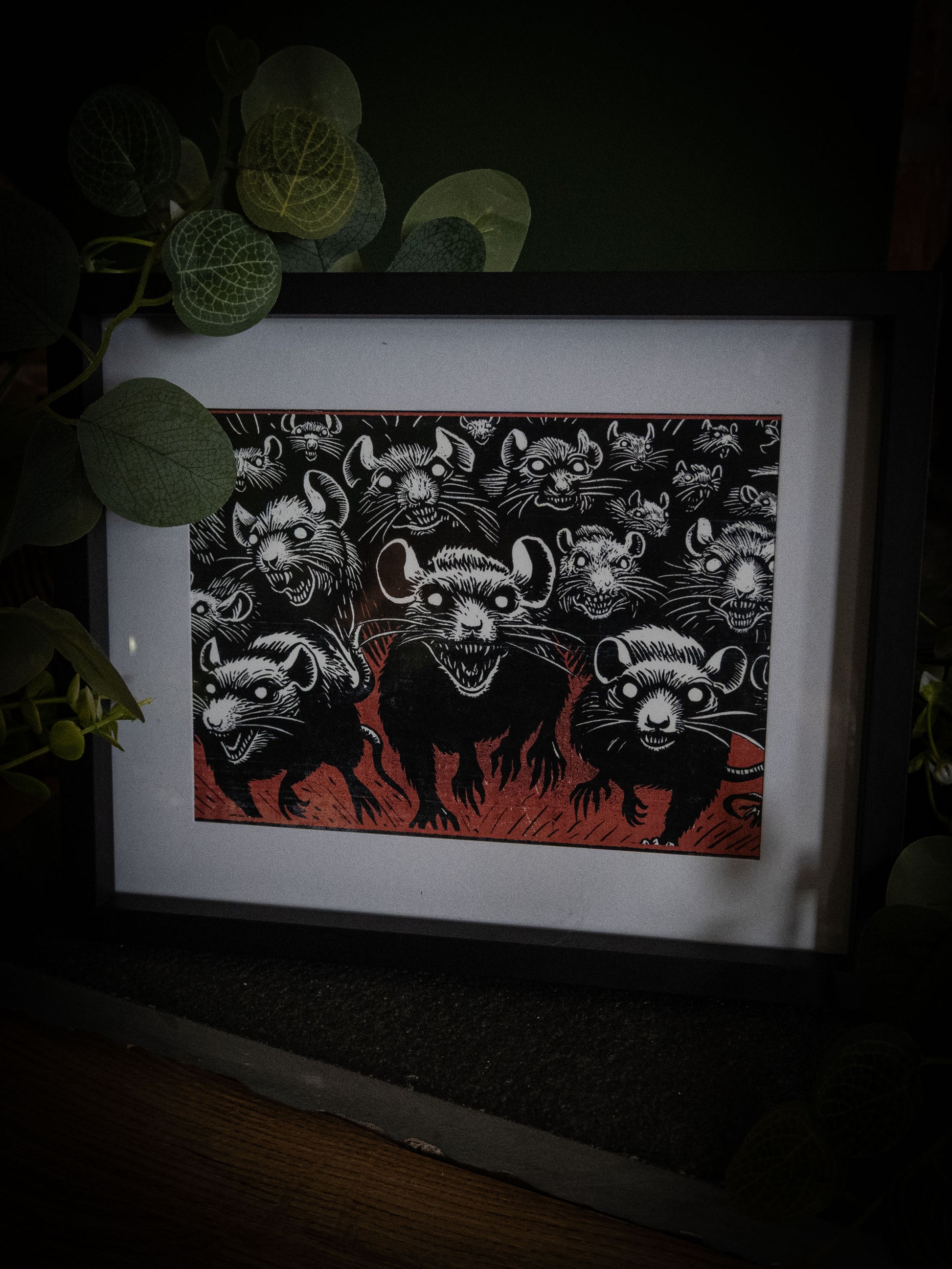 Rats fine art print from Sophie Atkinson's illustrated edition of Dracula — a seething horde of monstrous rats in gothic woodblock style