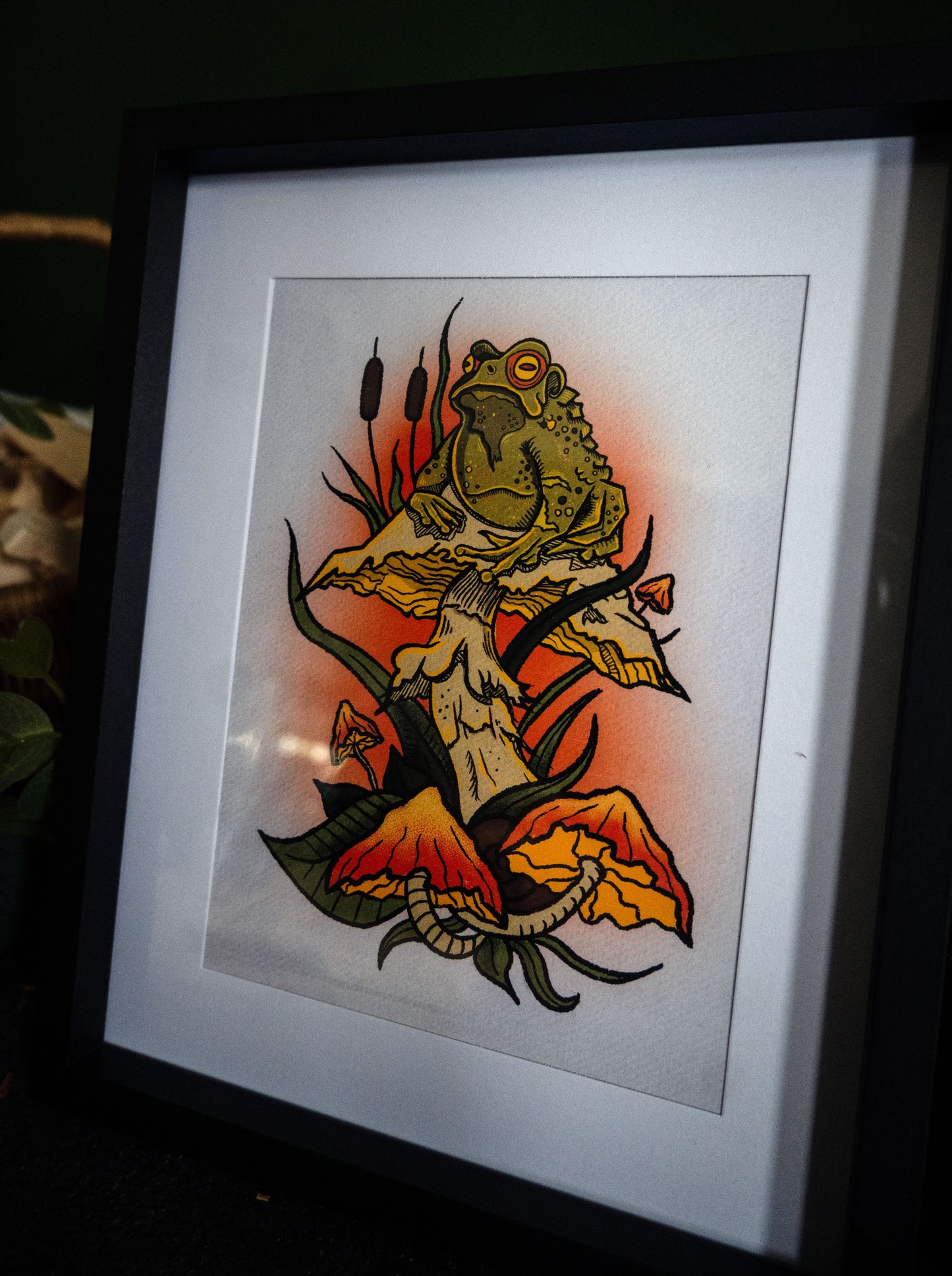 Witch's Familiar — Toad & Mushroom Giclée Print | Gothic Folk Art