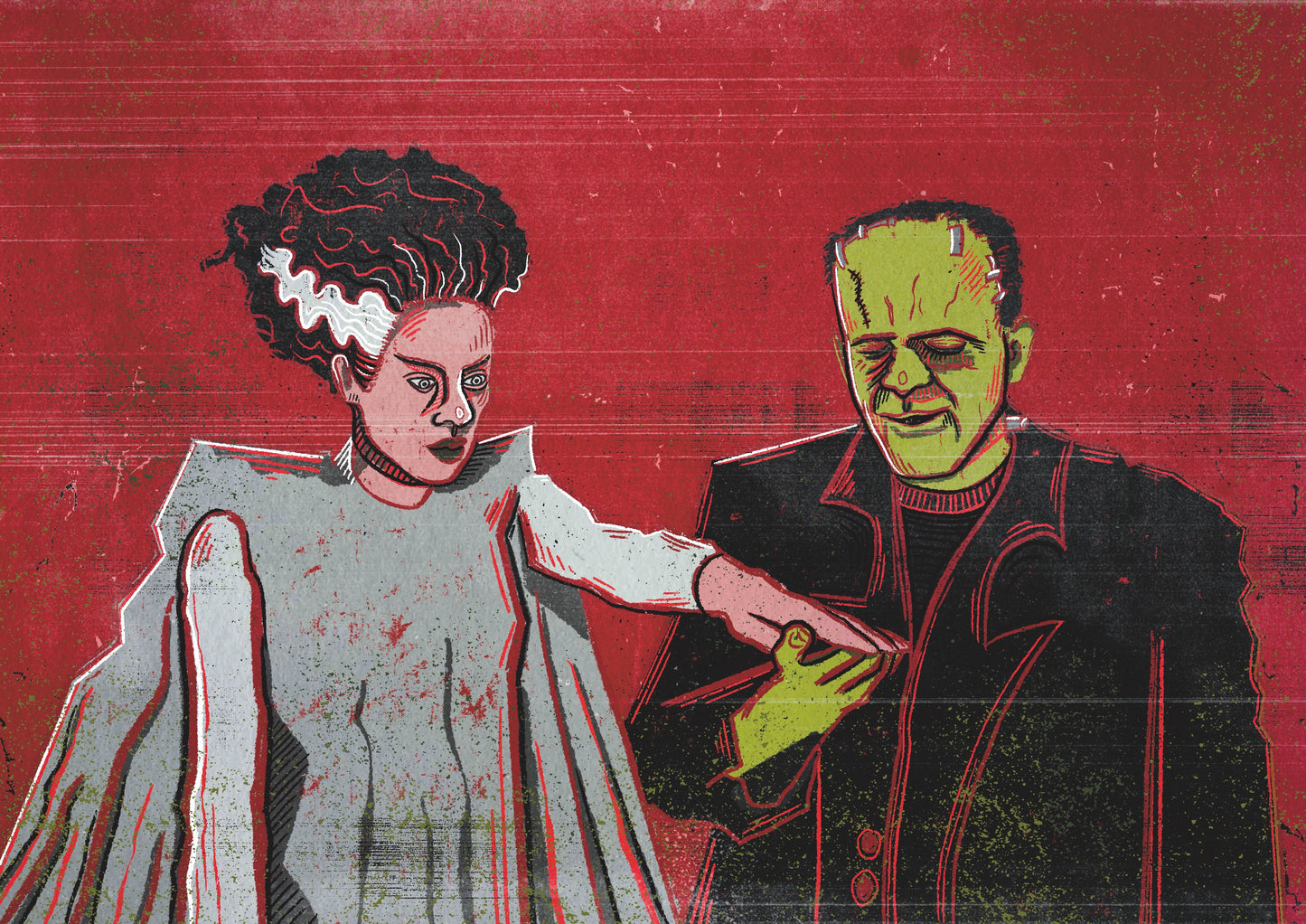Frankenstein & Frankensteins Bride- Art Print