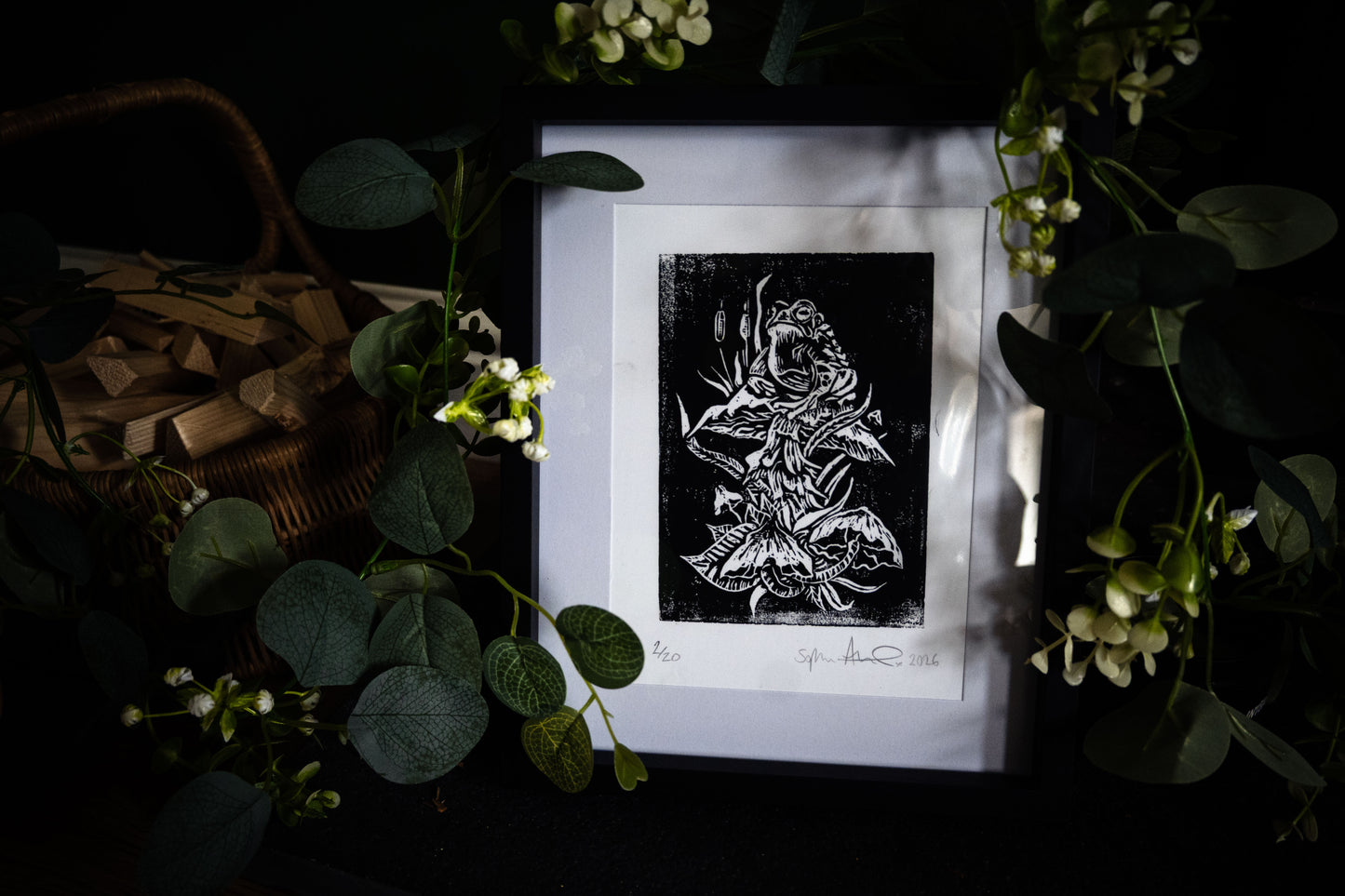 Witch's Familiar — Original Hand-Carved Woodblock Print | Limited Edition of 20