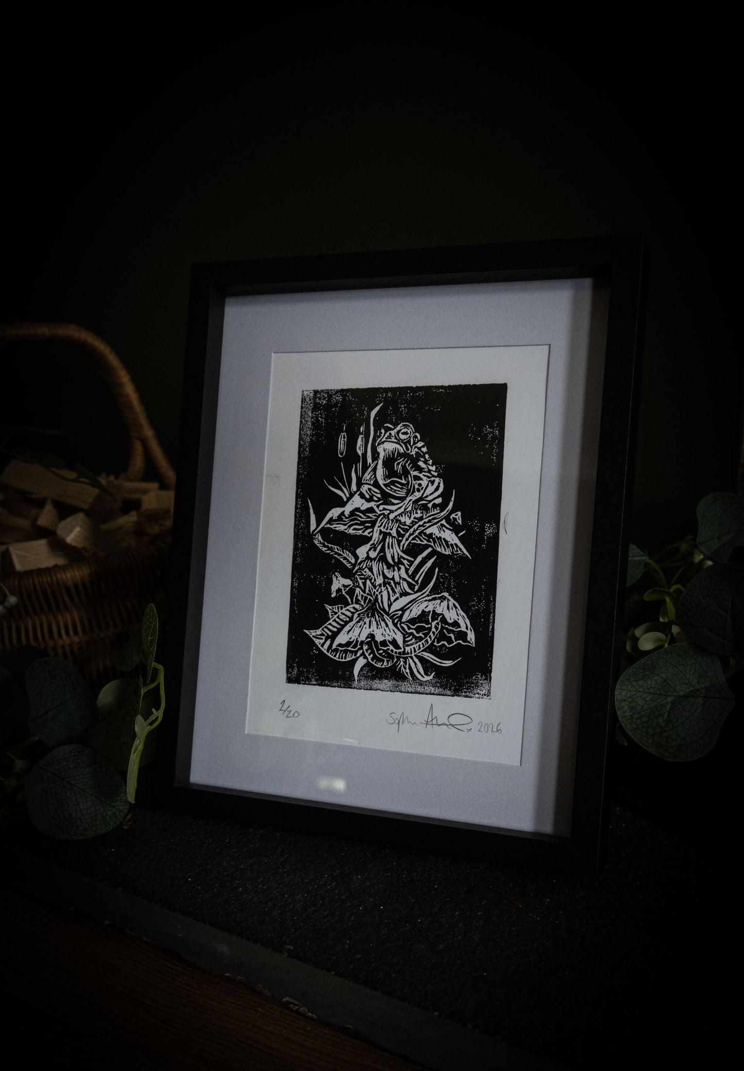 Witch's Familiar — Original Hand-Carved Woodblock Print | Limited Edition of 20