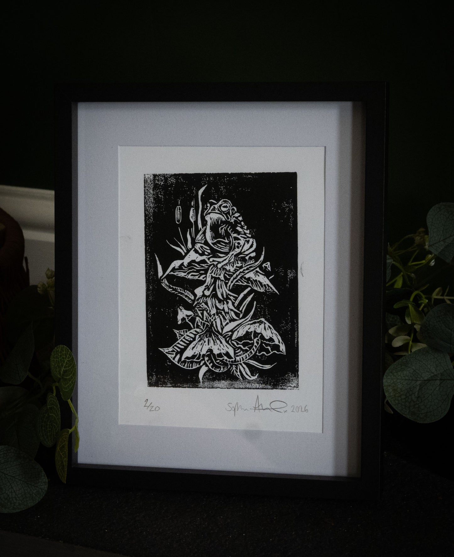 Witch's Familiar — Original Hand-Carved Woodblock Print | Limited Edition of 20