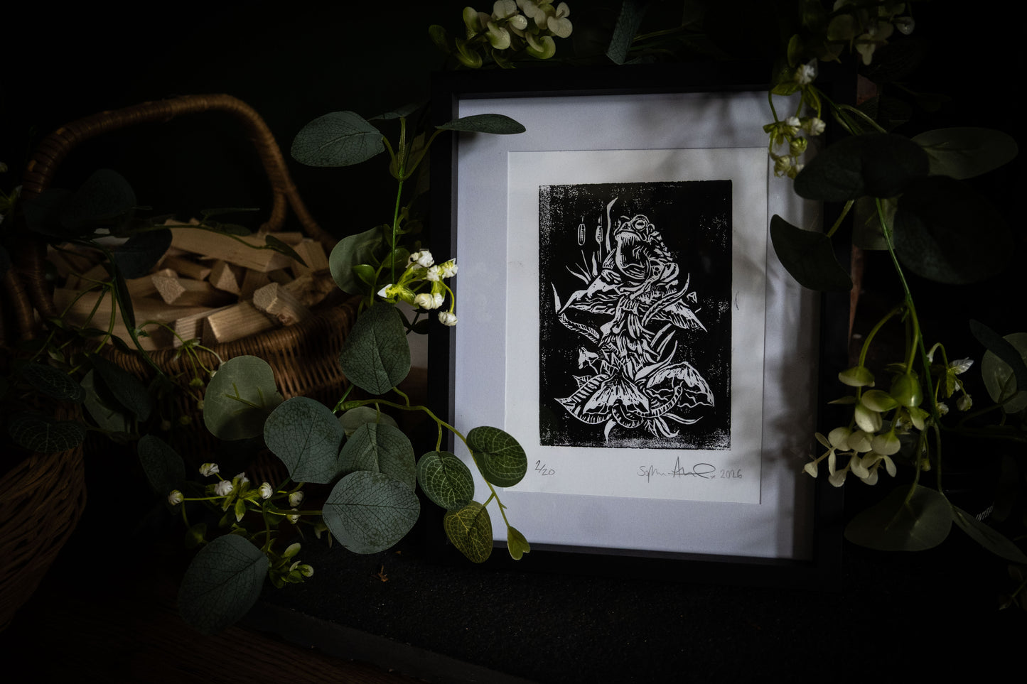 Witch's Familiar — Original Hand-Carved Woodblock Print | Limited Edition of 20