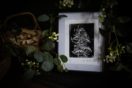 Witch's Familiar — Original Hand-Carved Woodblock Print | Limited Edition of 20